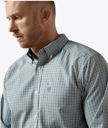 Wrinkle Free Barclay Classic Fit Shirt - Blue Steel Micro Multi Plaid