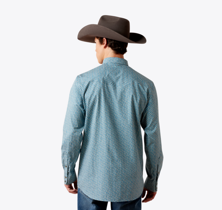 Wrinkle Free Bram Classic Fit Shirt - Corsair Blue Floral