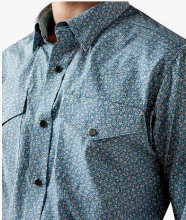Wrinkle Free Bram Classic Fit Shirt - Corsair Blue Floral