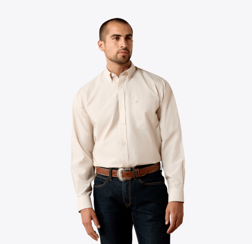 Wrinkle Free Solid Pinpoint Oxford Classic Fit Shirt - Savannah Tan