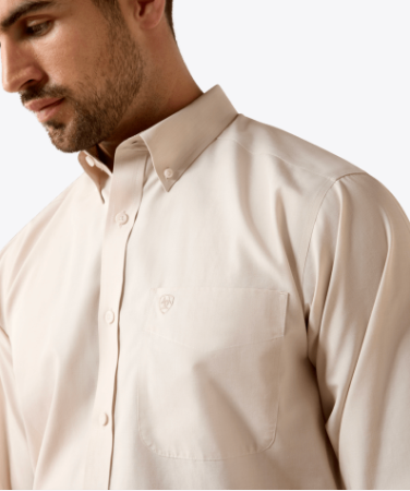 Wrinkle Free Solid Pinpoint Oxford Classic Fit Shirt - Savannah Tan