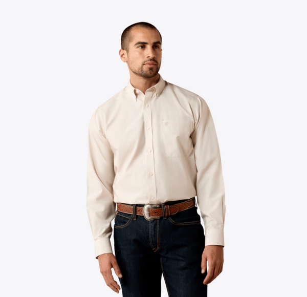 Wrinkle Free Solid Pinpoint Oxford Classic Fit Shirt - Savannah Tan
