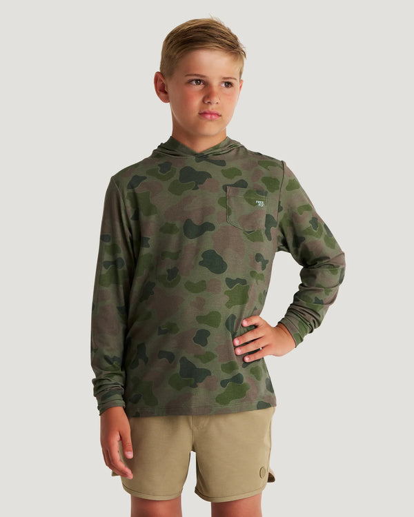 Youth Camo Hoodie - Vintage Camo Oil Green