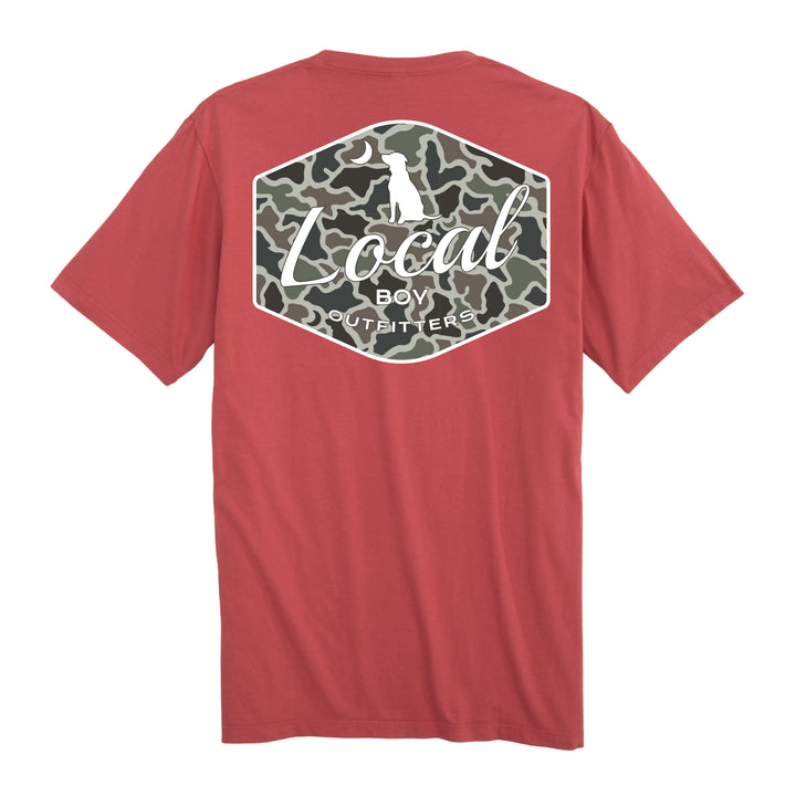 Youth Dog & Moon Camo Badge SS Tee - Brick