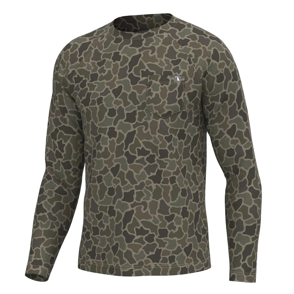 Long Sleeve Heather Performance Shirt - Brush Camo