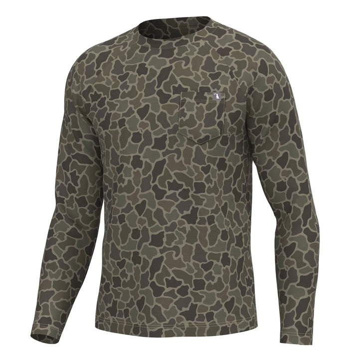 Long Sleeve Heather Performance Shirt - Brush Camo
