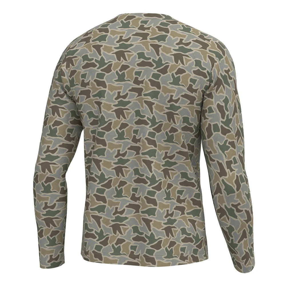 L/S Heather Blend Crew - Sand Duck Camo