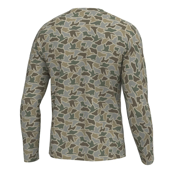 L/S Heather Blend Crew - Sand Duck Camo