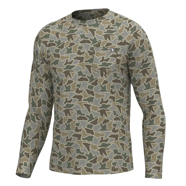 L/S Heather Blend Crew - Sand Duck Camo