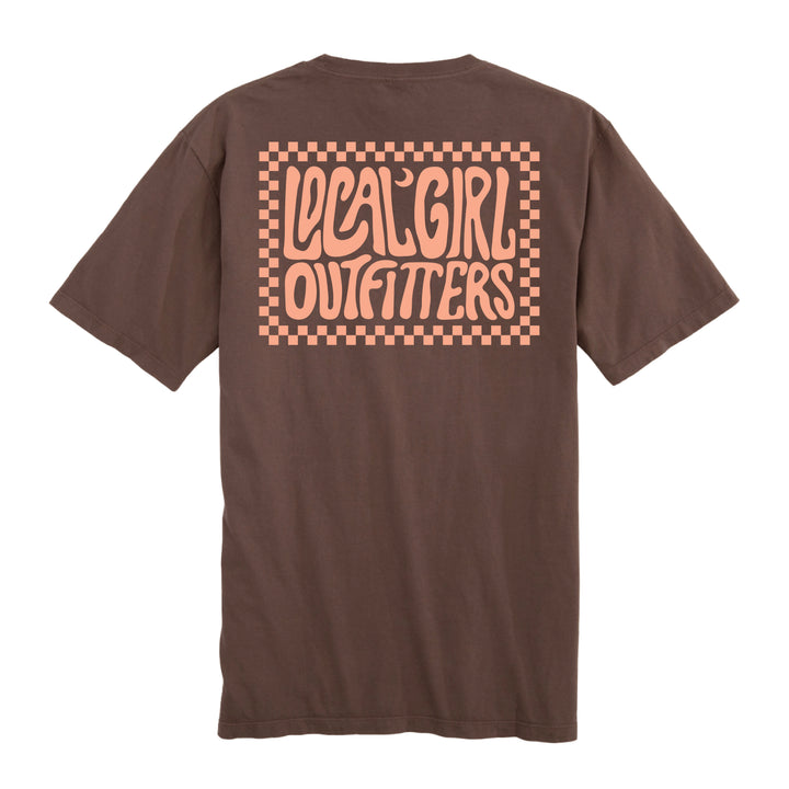 LG Youth Checkered Charm SS Tee - Espresso