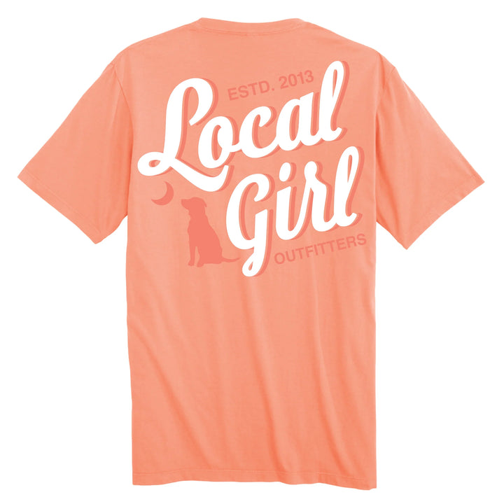 LG Stacked Script SS Tee - Neon Cantaloupe