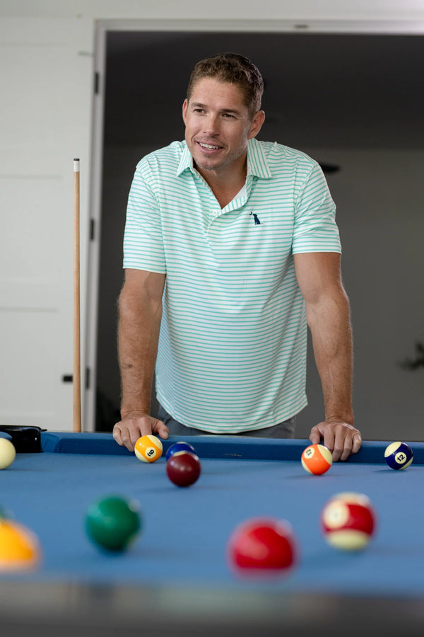 Edisto Polo - Turquoise & White