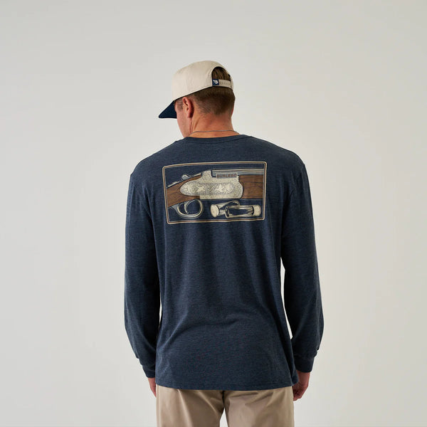 Long Sleeve Tee - Burlebo Shotgun - Heather Navy