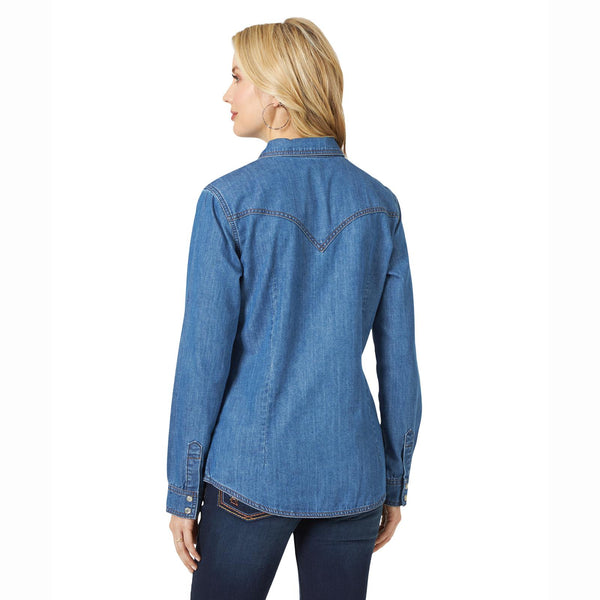 Women's Long Sleeve Western Snap Denim Shirt