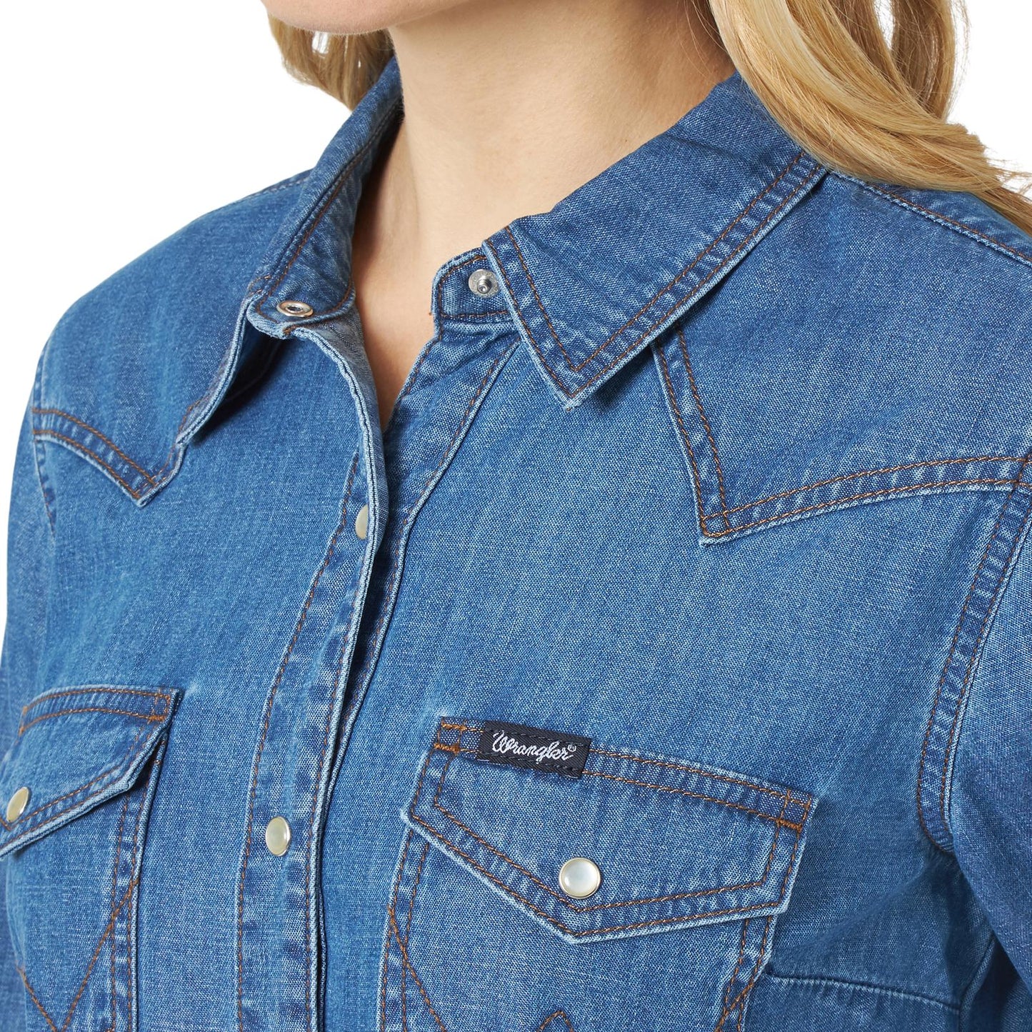 Women's Long Sleeve Western Snap Denim Shirt