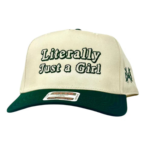 MHC Literally Just a Girl Trucker Hat - Dark Green/Natural Otto