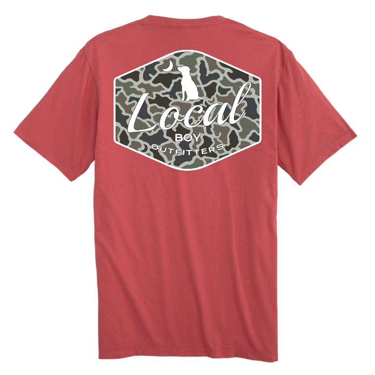 Dog & Moon Camo Badge SS Tee - Brick