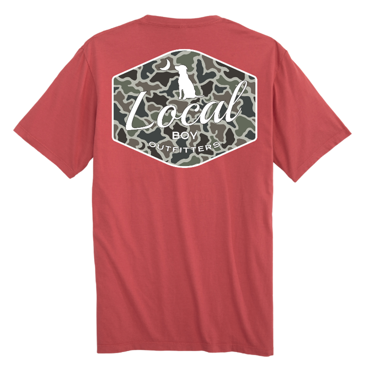 Dog & Moon Camo Badge SS Tee - Brick