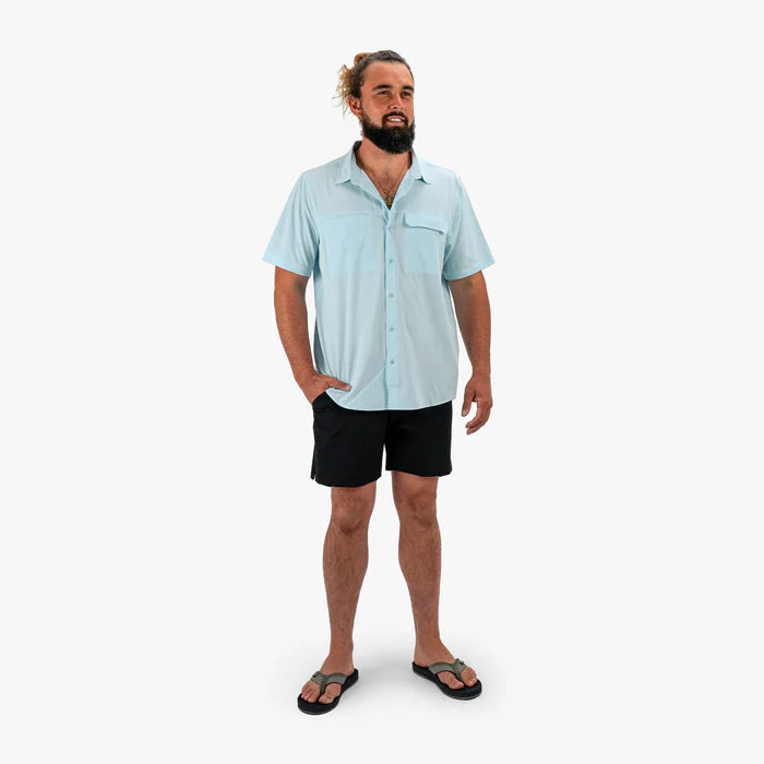 Air O Mesh Tech SS Button Down - Quiet Tide