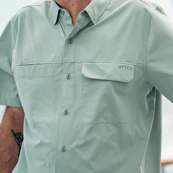 Air O Mesh Tech SS Button Down - Bay Leaf