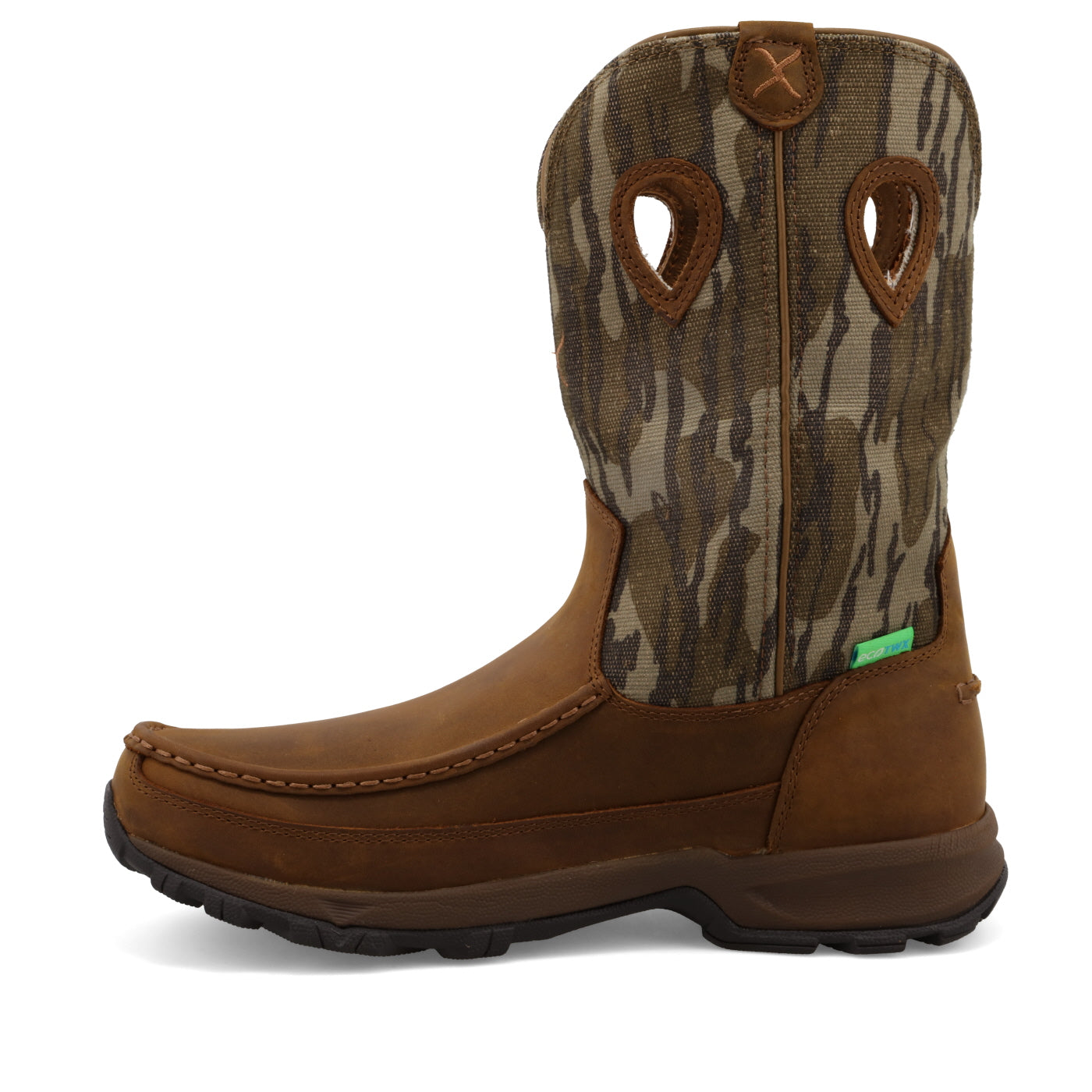 11" Pull On Hiker Boot Mossy Oak Bottomland Camo & Distressed Saddle