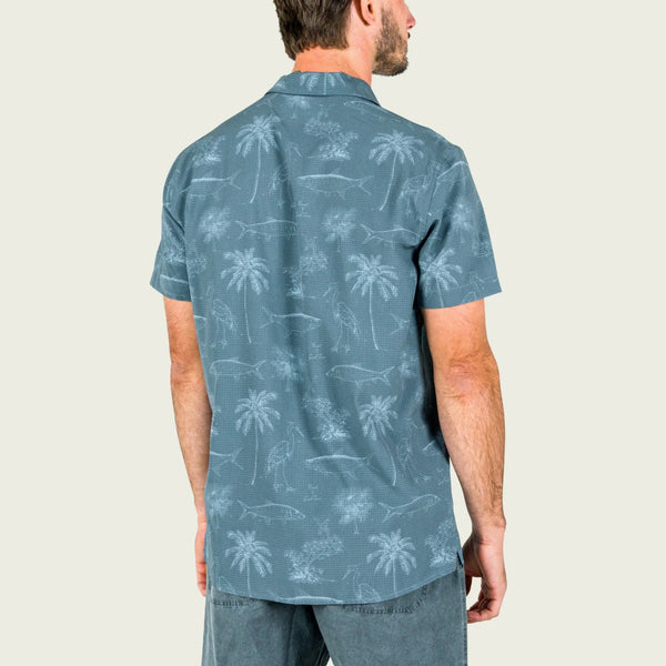 BreezeWeave Shortsleeve Button Up - Goblin Blue