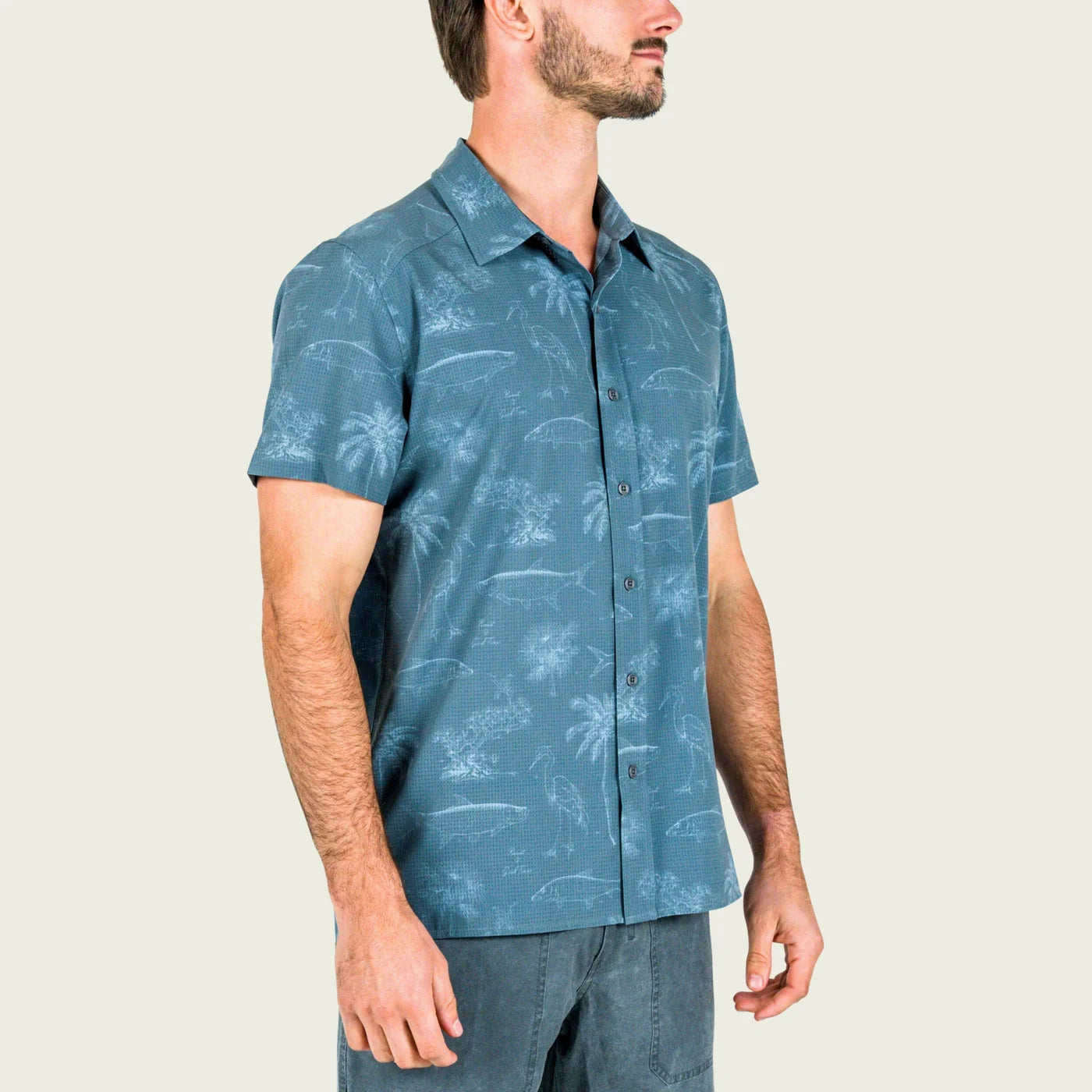 BreezeWeave Shortsleeve Button Up - Goblin Blue