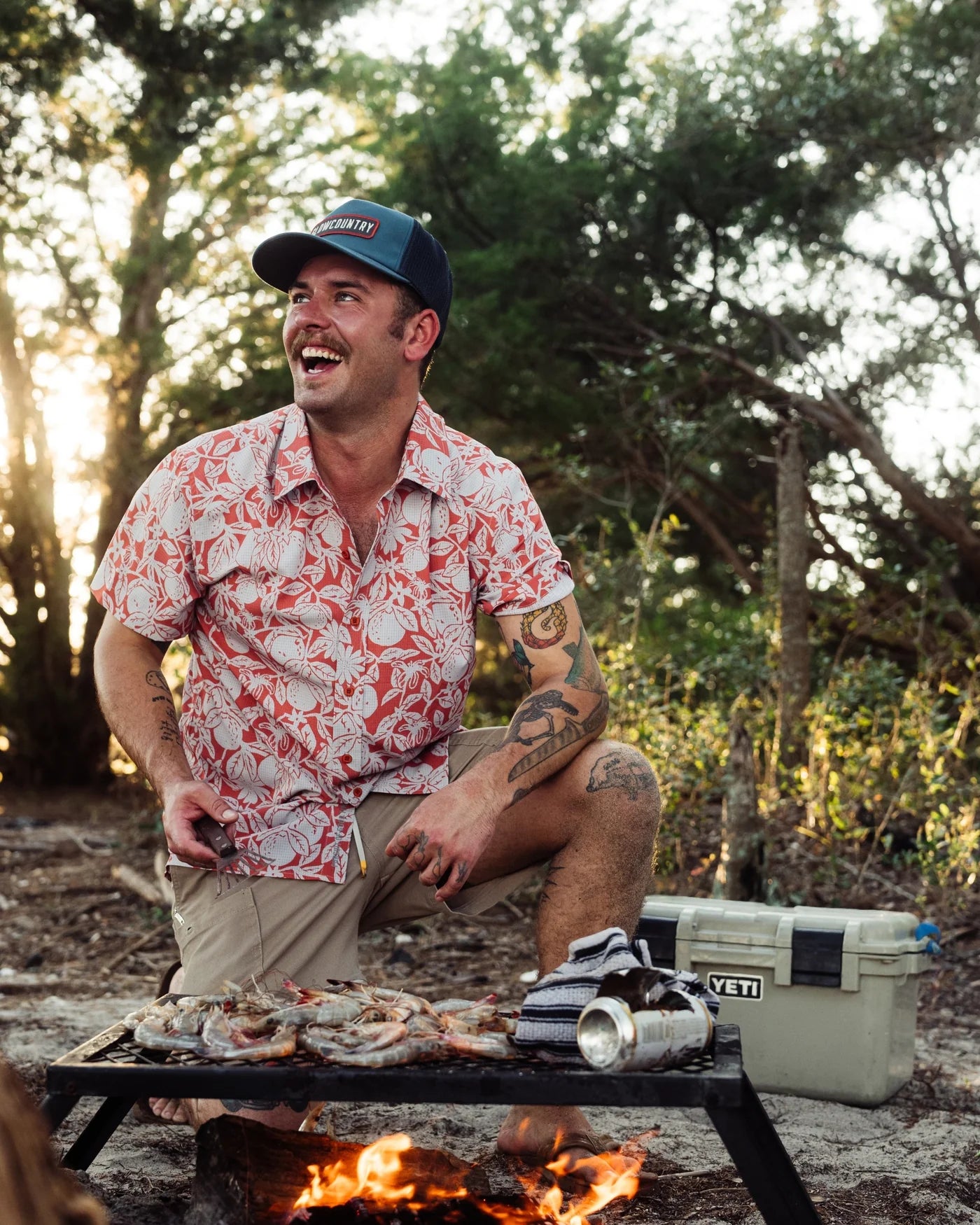 BreezeWeave Short Sleeve Button Up - Lobster