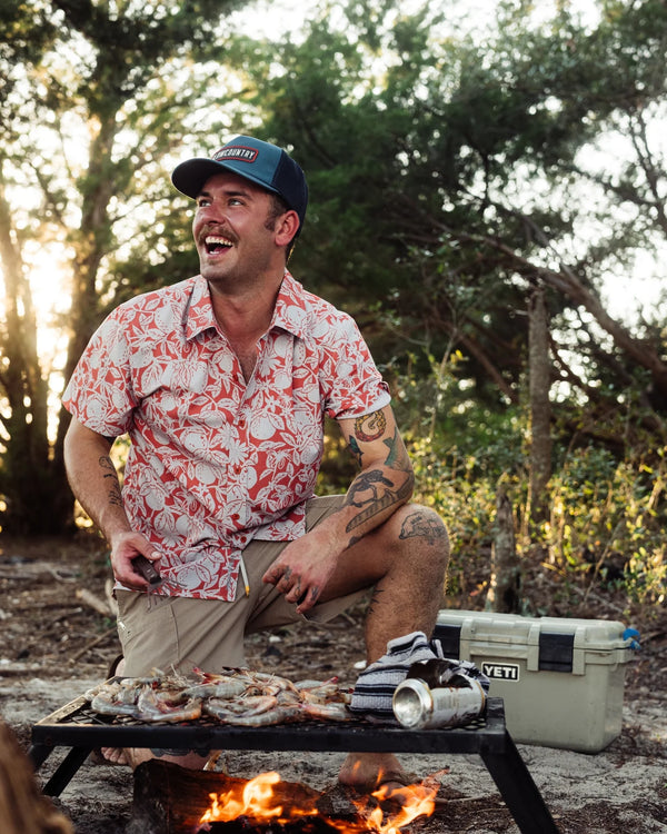 BreezeWeave Short Sleeve Button Up - Lobster