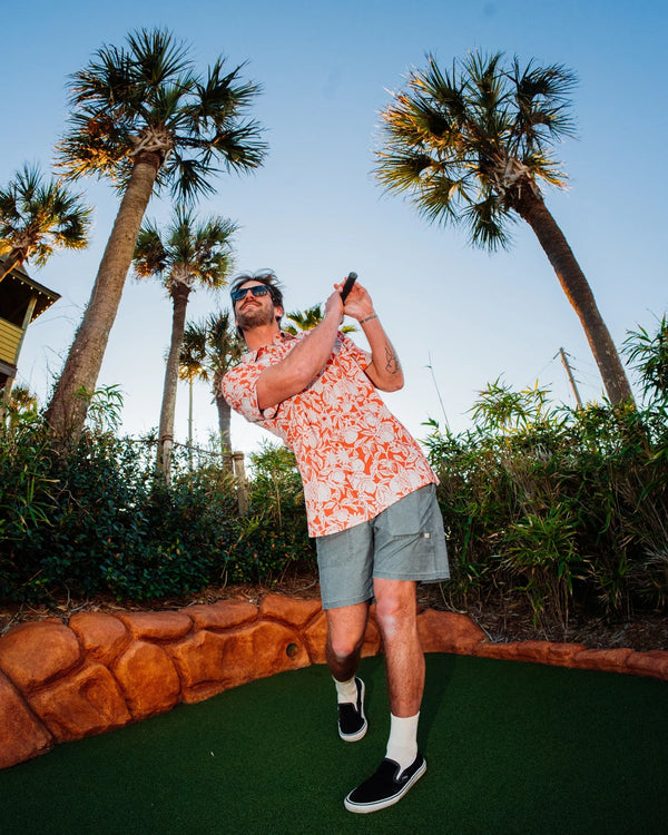 BreezeWeave Short Sleeve Button Up - Lobster