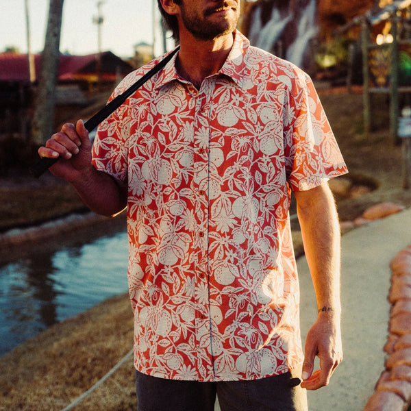 BreezeWeave Short Sleeve Button Up - Lobster
