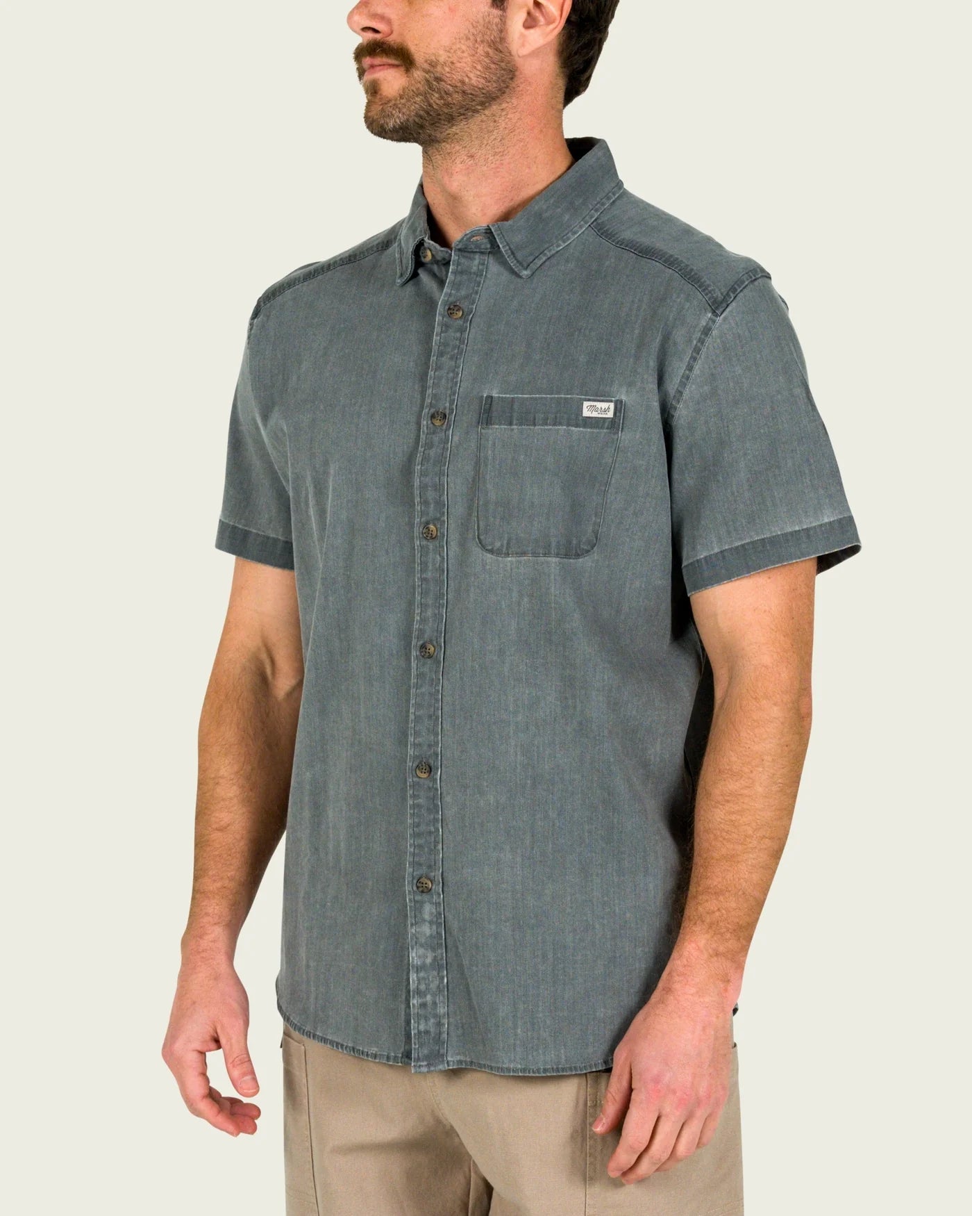 Delray Denim Short Sleeve Shirt - Light Gray