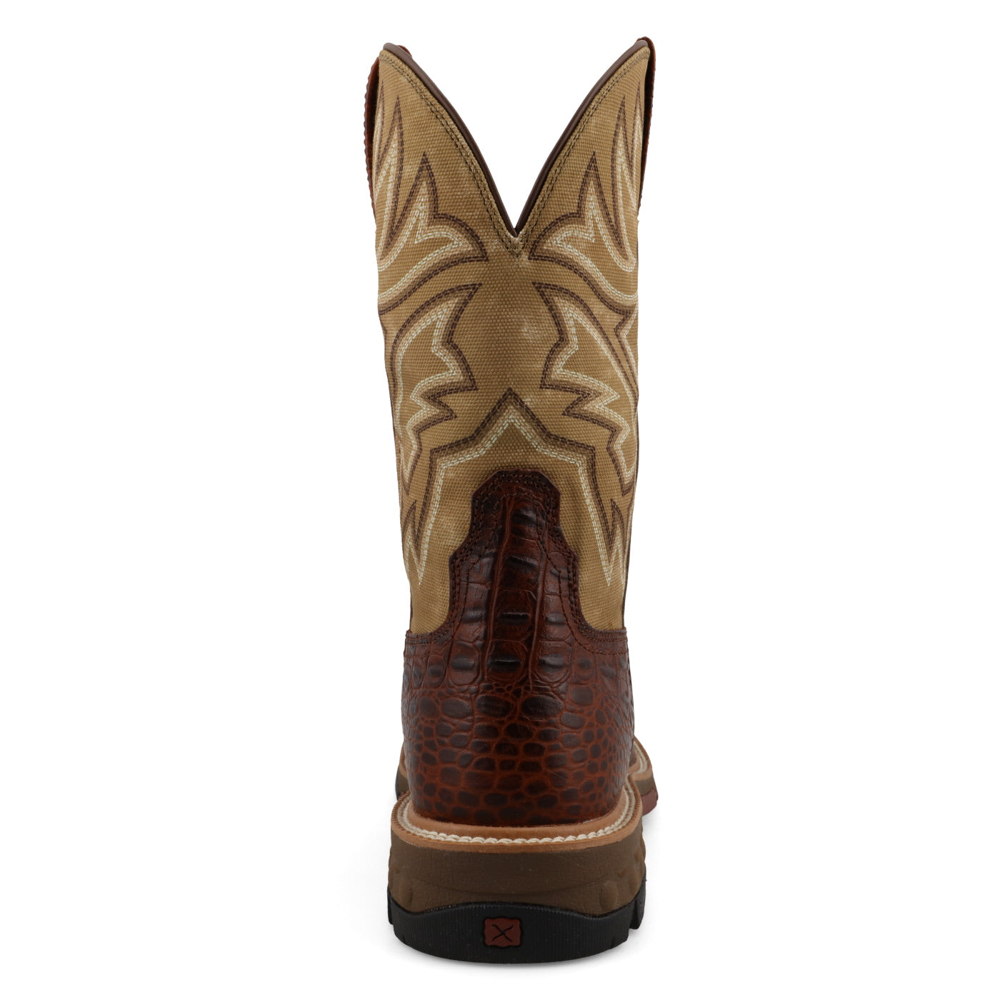 11" Caiman Print Western Work Boot - Ginger/Pear