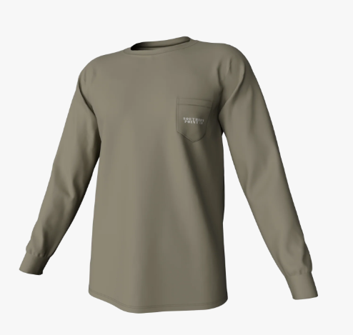 Duck Feather Trio Long Sleeve Pocket Tee - Laurel Oak