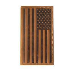 Nocona Mens Rodeo Style Wallet Embossed Flag Brown
