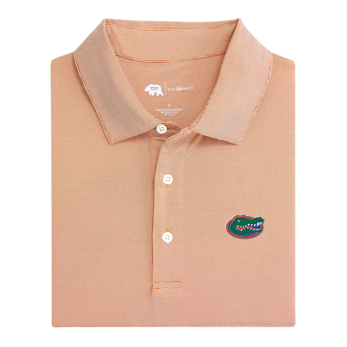 Florida Gator Head Hairline Stripe Performance Polo - Orange