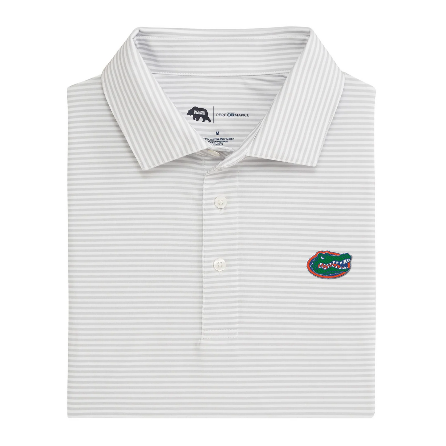 Florida Gator Head Echo Stripe Performance Polo - Harbor Mist