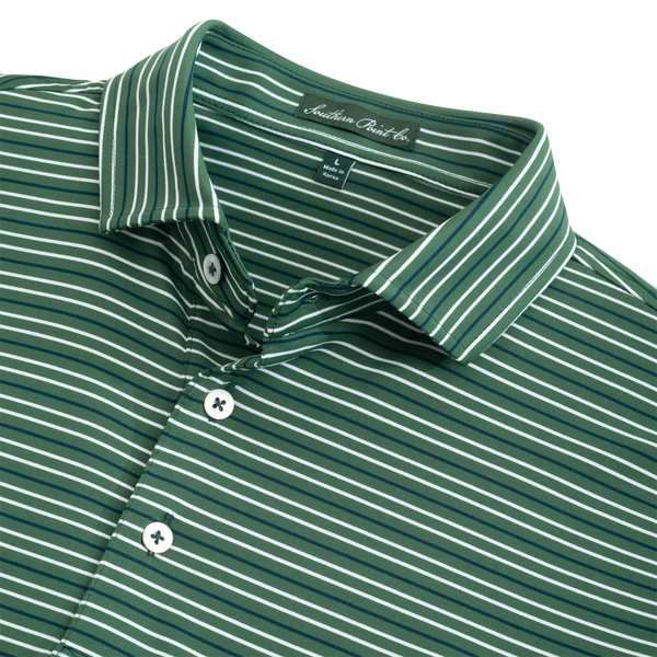 Hillside Stripe Polo - Green/Navy/White