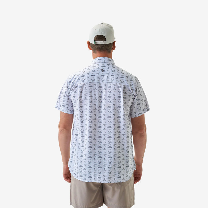 Performance Button Up Ducks and Calls - White