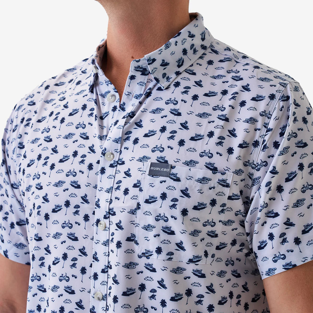 Performance Button Up - On The Water - Cream/Navy