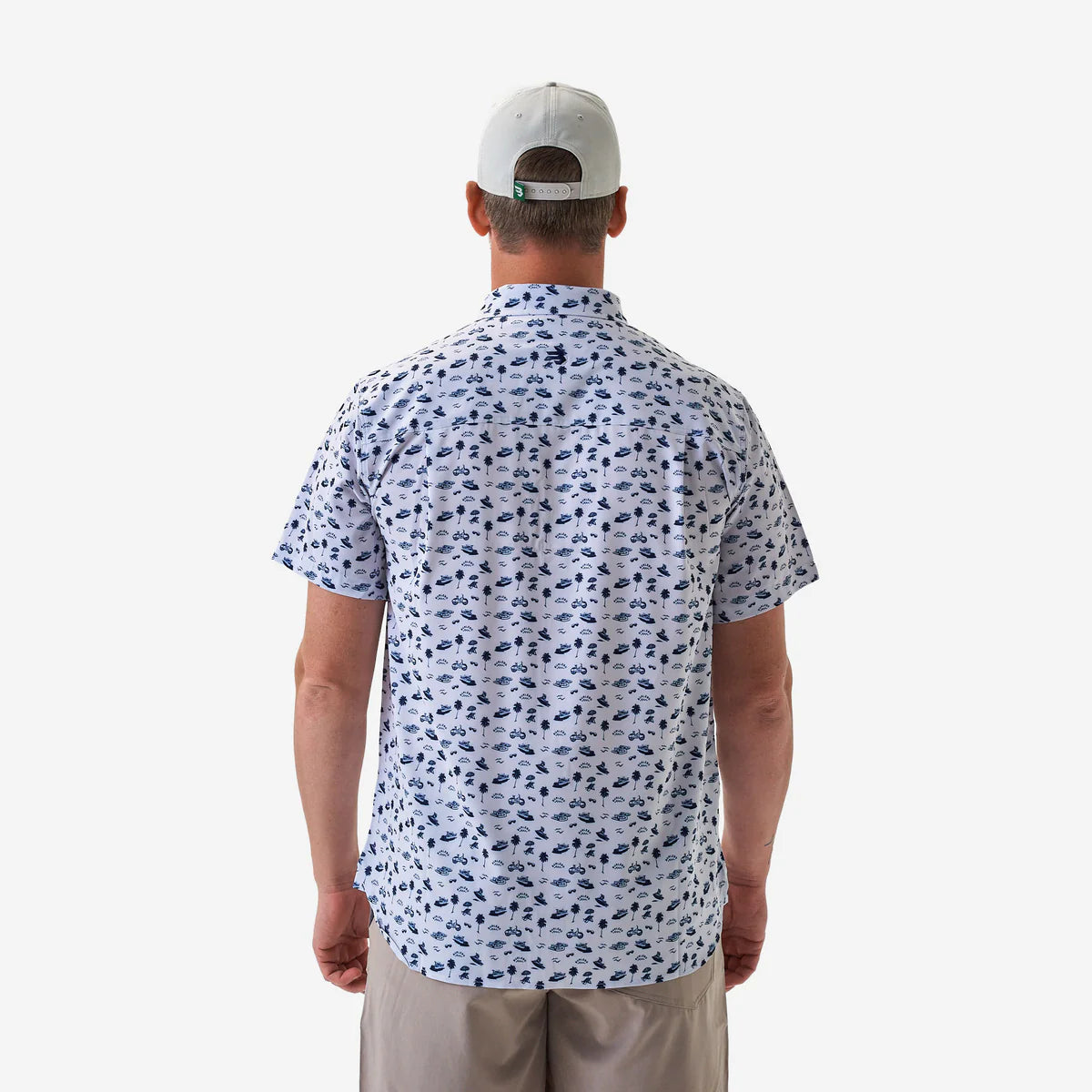 Performance Button Up - On The Water - Cream/Navy