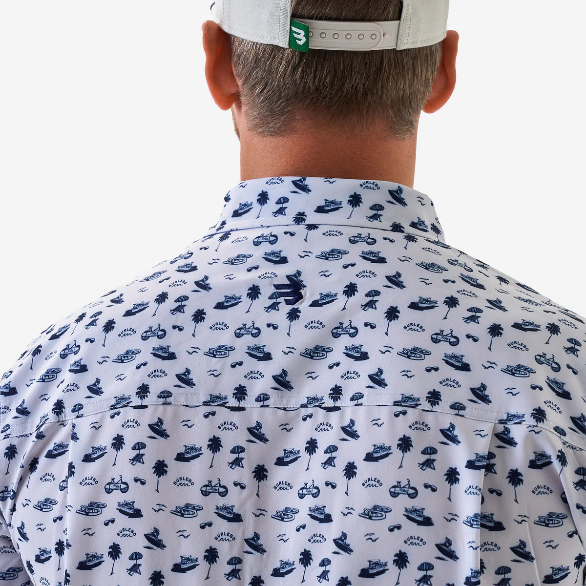 Performance Button Up - On The Water - Cream/Navy