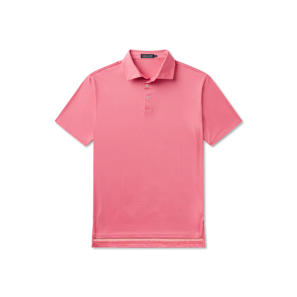 Walker Performance Polo -  Coral & Peach Gingham