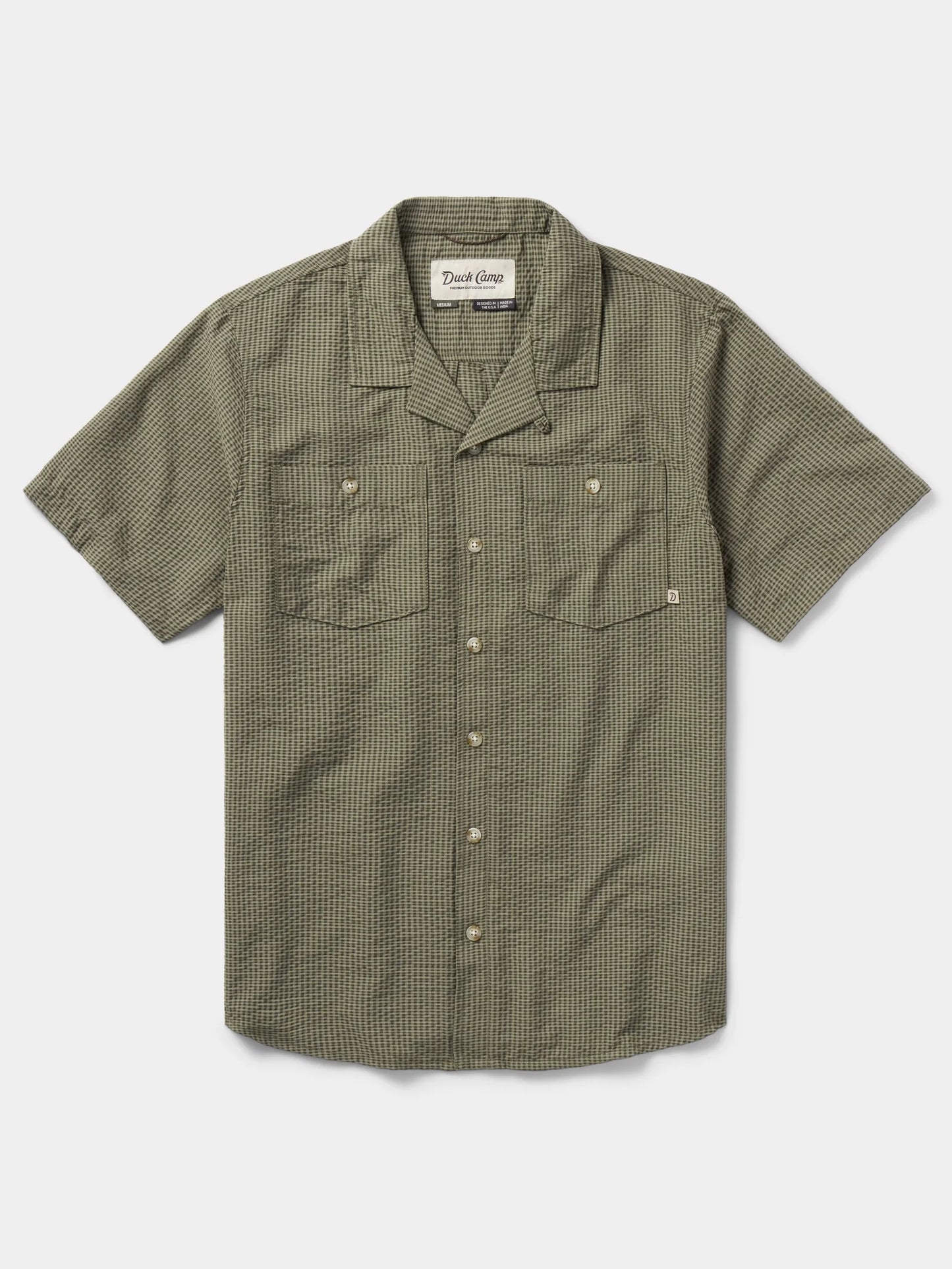 M's Coastal Seersucker Shirt Short Sleeve - Moss