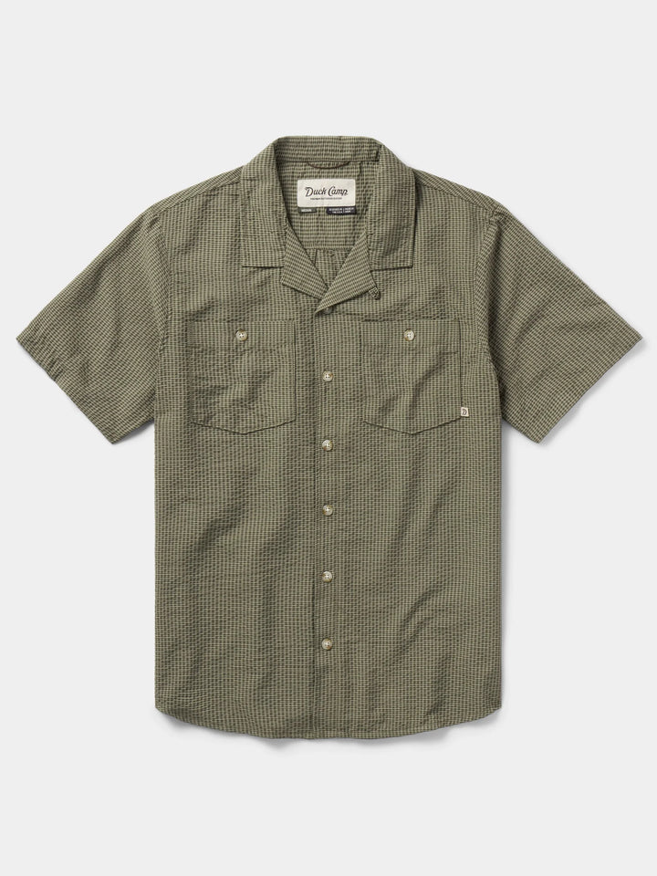 M's Coastal Seersucker Shirt Short Sleeve - Moss