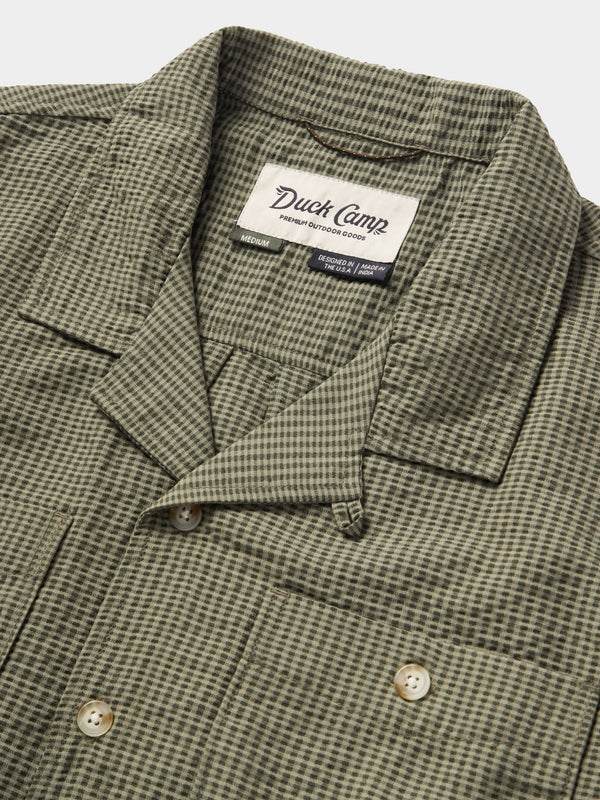 M's Coastal Seersucker Shirt Short Sleeve - Moss
