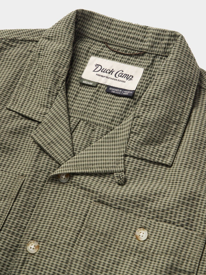 M's Coastal Seersucker Shirt Short Sleeve - Moss