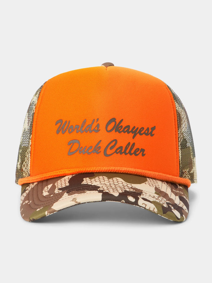 Worlds Okayest Duck Caller Retro Trucker - Wetland