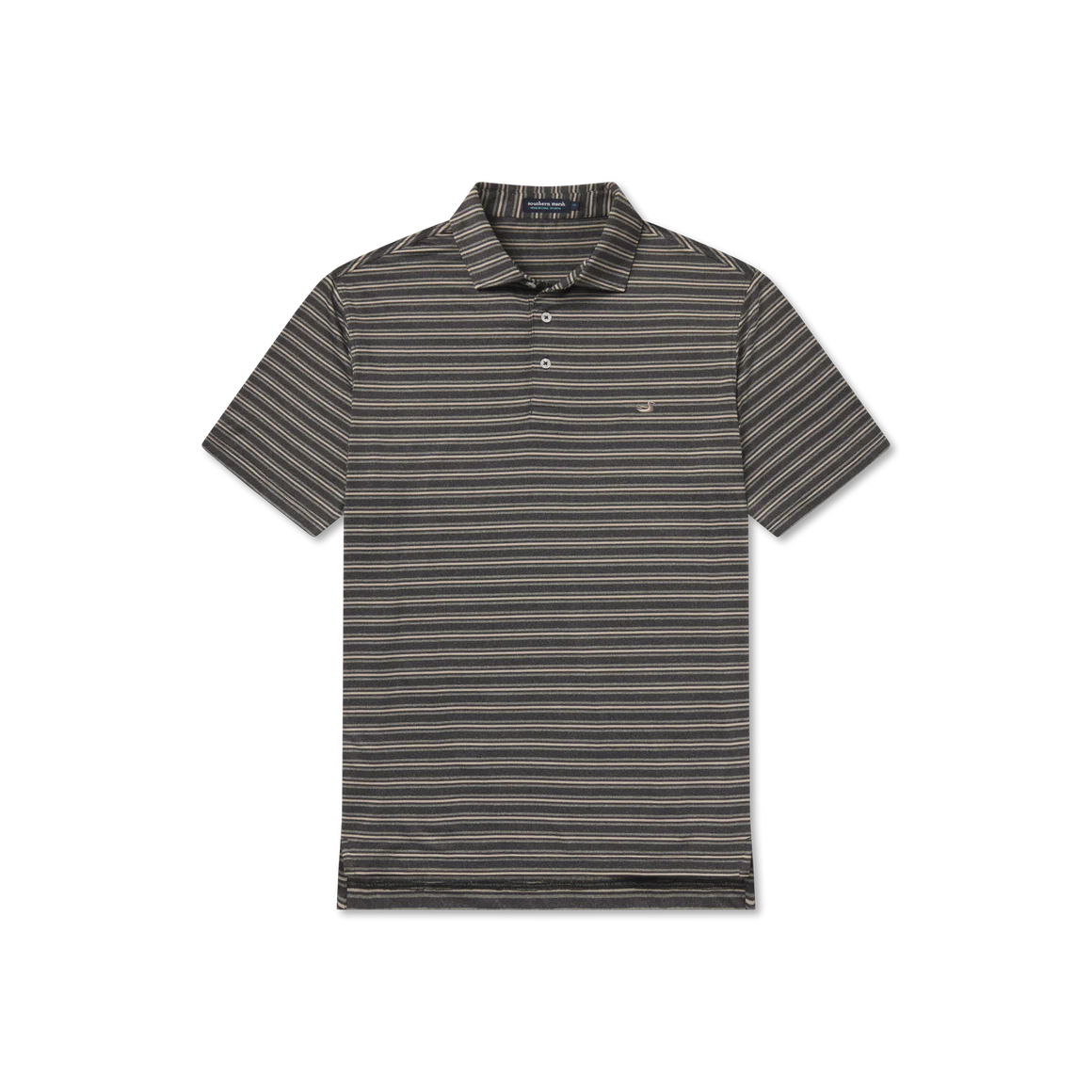 Maybourne Featherlight Stripe Polo - Charcoal & Midnight Gray