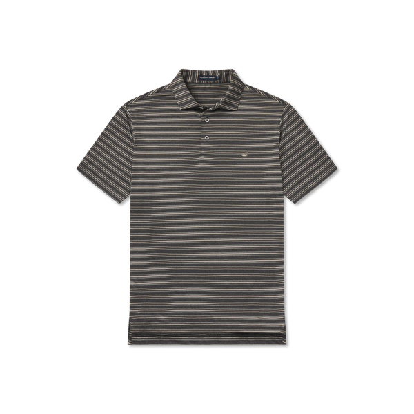 Maybourne Featherlight Stripe Polo - Charcoal & Midnight Gray